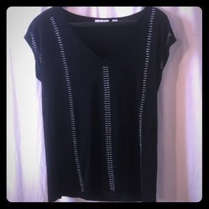 Ny & Co V-Neck Tee with Silver Beaded Detail